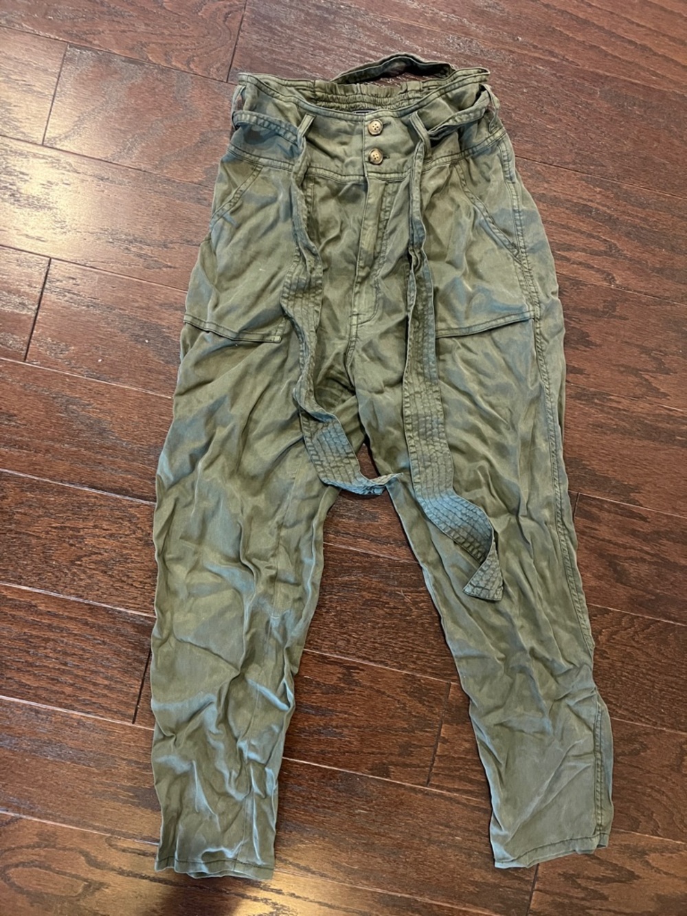 Abercrombie & Fitch Olive tie waist Cargo Pants